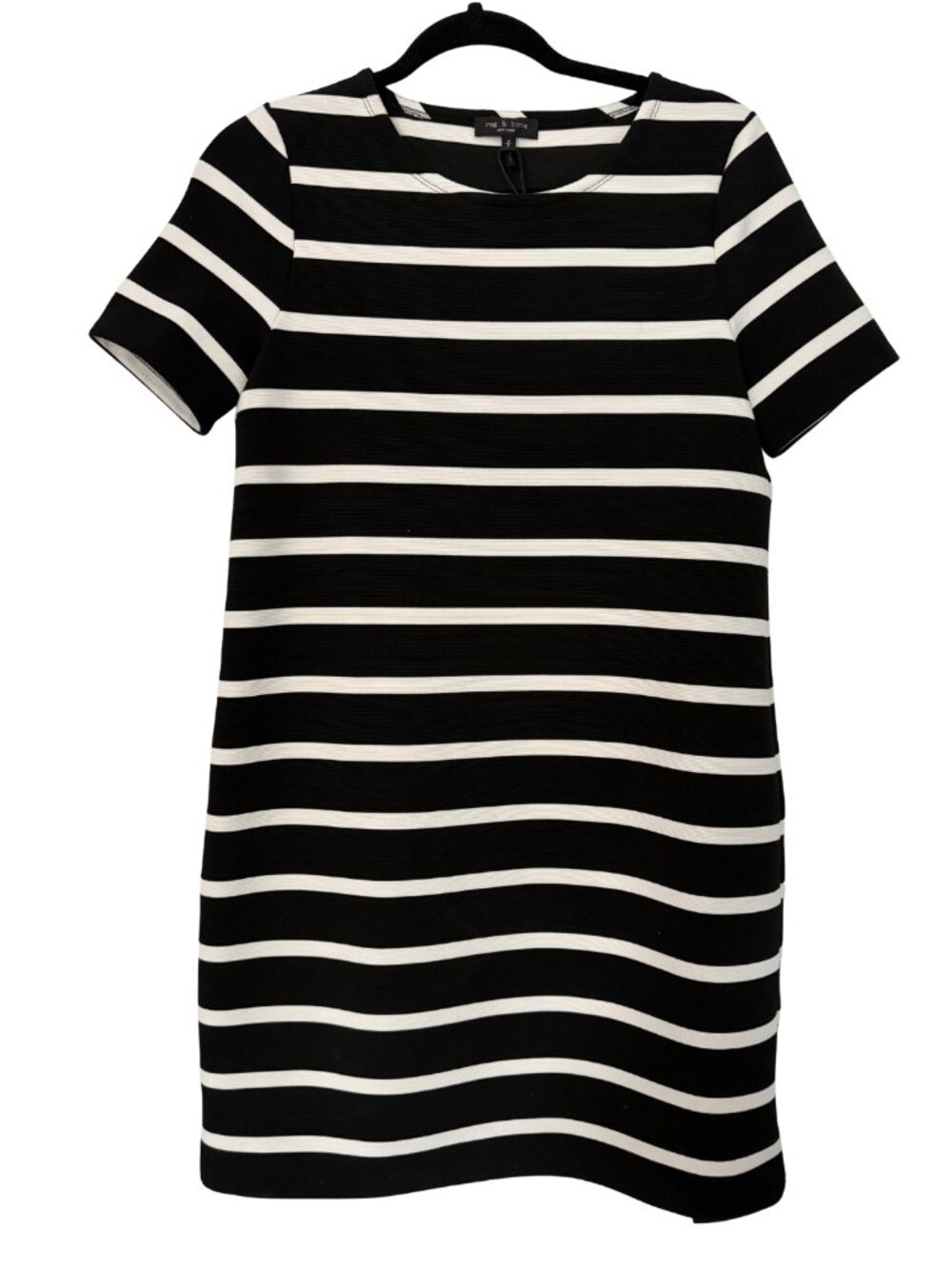 NWT Rag & Bone Colette Striped Mini Dress | Black & White Knit Shift Dress | Siz